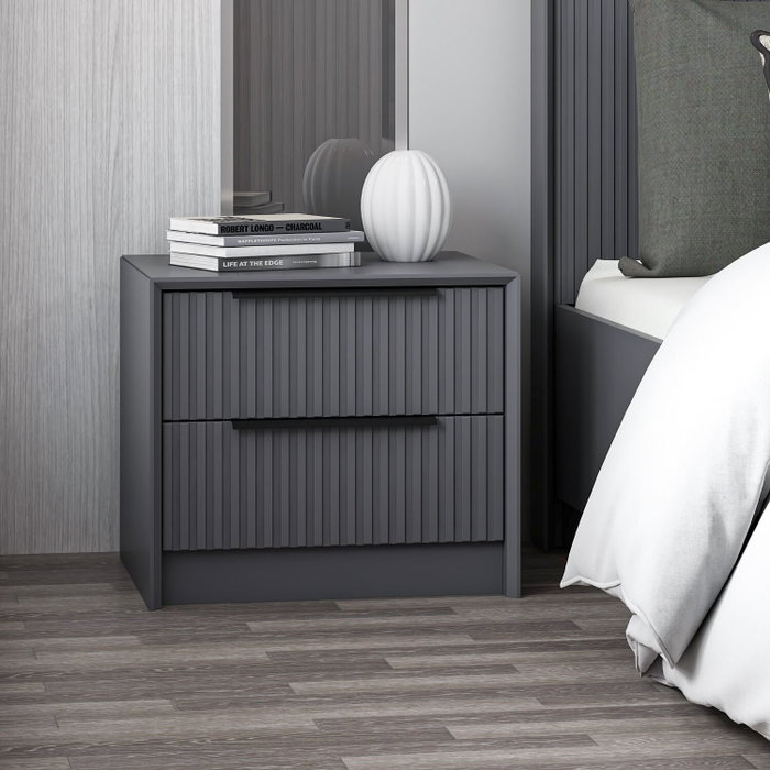 Hanah Home Mesilla de Noche Luxe Soft 4799 Antracita 45x53x45 cm